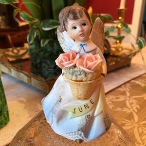 Vintage MCM Kitschy Porcelain June Birthday Angel Girl Figurine